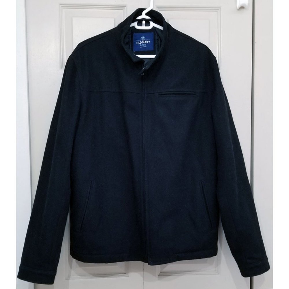 Old Navy black wool blend full zipper jacket with pockets XL